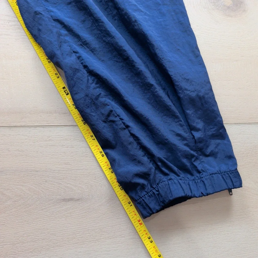 Vintage 90s Nike Men XL Navy Blue Nylon Windbreaker Track Pants Swoosh Ankle Zip